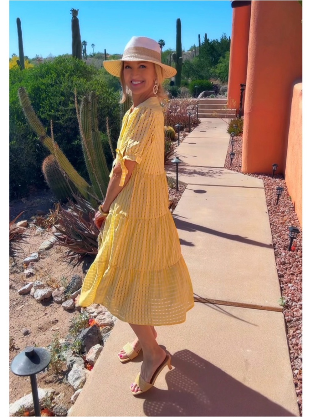 NWT Yellow Lightweight Tiered Eyelet Midi Dress-S - Picture 5 of 17